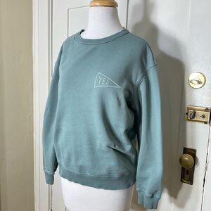 Seek Discomfort Crewneck Sweatshirt Sage Green YES Graphic (Fade Sleeve Spot) S